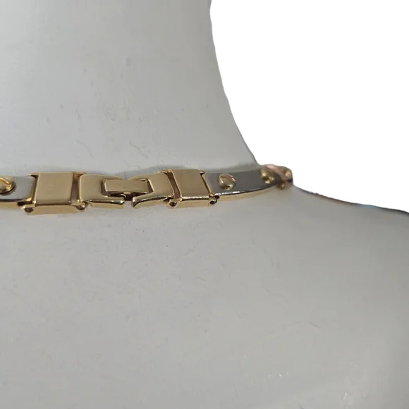 Necklace, mixed metal, collar size, 80's - Picture 4 of 4